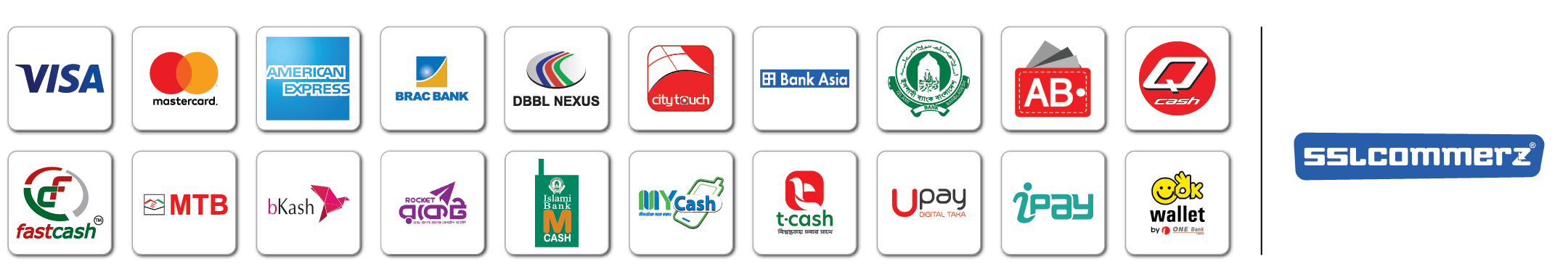 Payment Methods: bKash, Nagad, Rocket, Cards